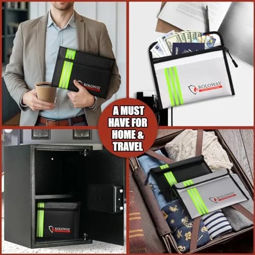 ROLOWAY Fireproof Bag 9.6 x 6.6 inch | Heat Resistant up to 5200°F, Water-Resistant with Reflective Strip (2-Pack) thumbnail 7
