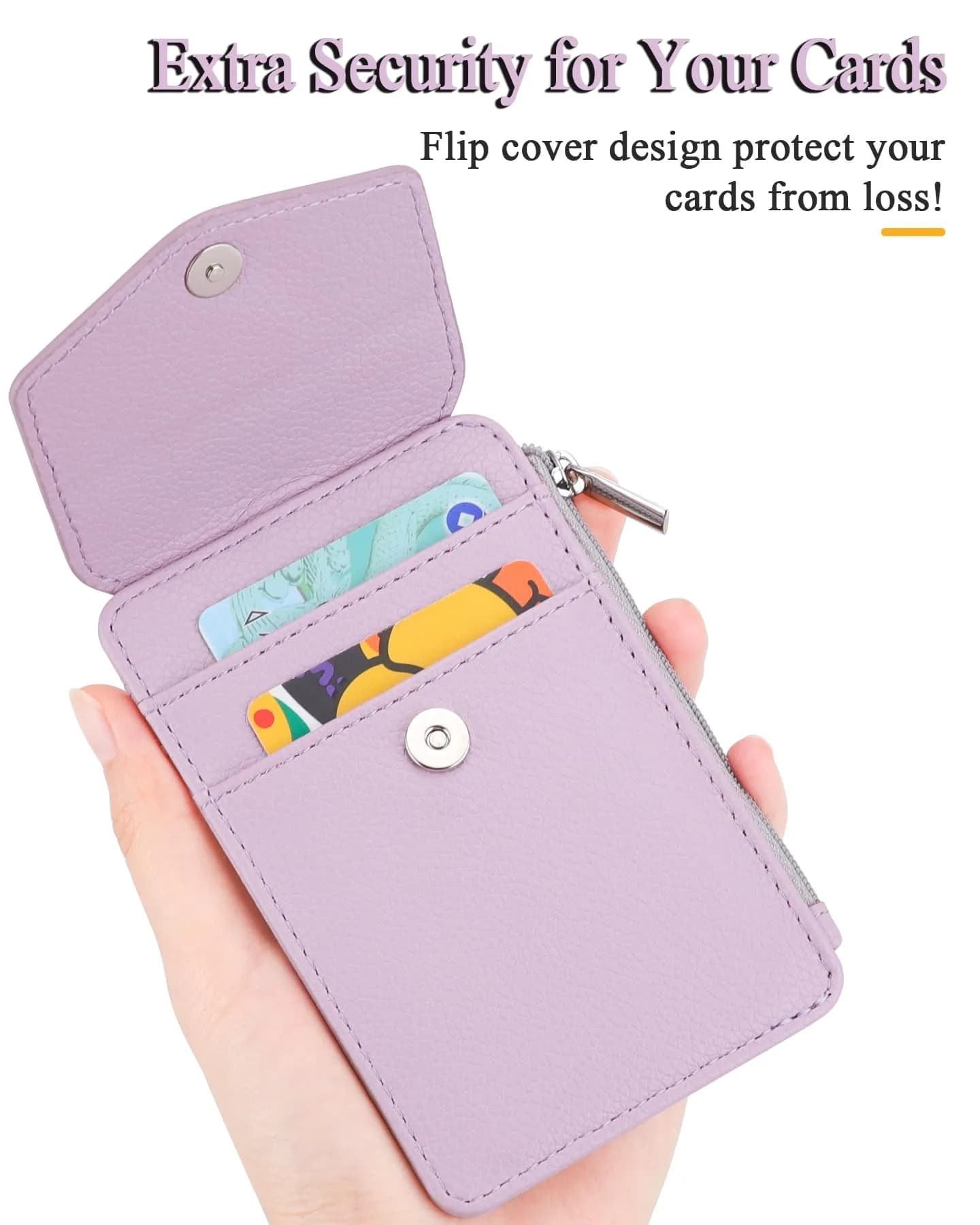 Teskyer Lichee Lilac PU Leather ID Badge Holder with Lanyard & Zipper Pocket - view 4