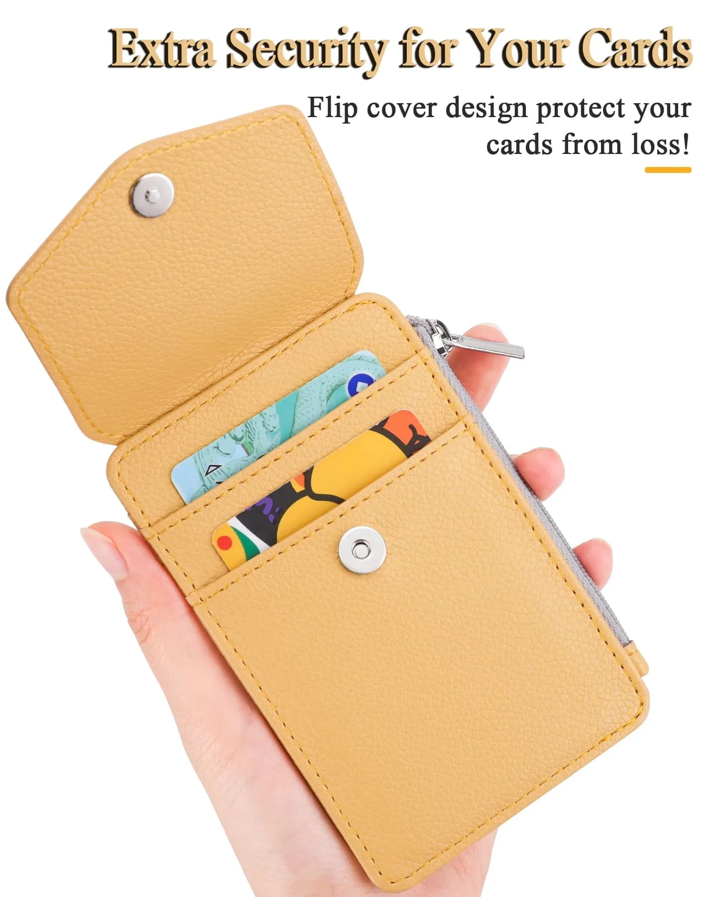 Teskyer ID Badge Holder with Lanyard, Lanyard Wallet, Lichee Yellow (3.1" x 4.7" | 7.6cm x 12cm) - view 4