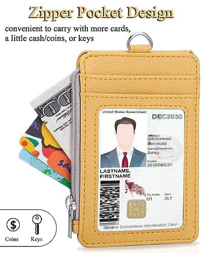Teskyer ID Badge Holder with Lanyard, Lanyard Wallet, Lichee Yellow (3.1" x 4.7" | 7.6cm x 12cm) thumbnail 5