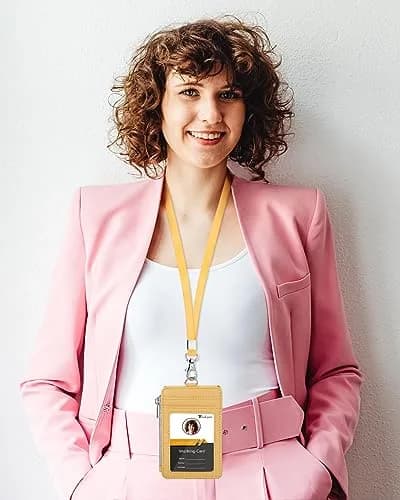 Teskyer ID Badge Holder with Lanyard, Lanyard Wallet, Lichee Yellow (3.1" x 4.7" | 7.6cm x 12cm) thumbnail 6