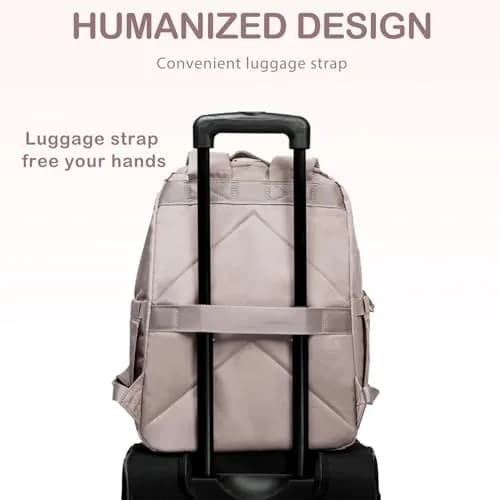 VANKEAN 17.3-inch Laptop Backpack for Women Large Capacity | Quilted Light Dusty Pink/Grey Purple thumbnail 3