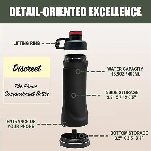 AZ-Homey Diversion Water Bottle with Hidden Compartment 400ml (13.5oz) | Discreet Storage for Valuables thumbnail 3