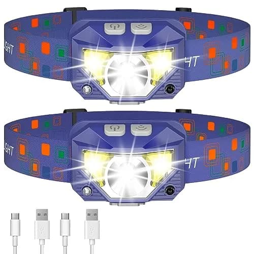 LHKNL Headlamp Flashlight 2-Pack | 1000 Lumens, Waterproof, Rechargeable, Adjustable, 60° Rotation thumbnail 1