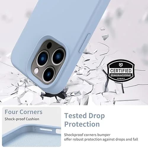 FUNMIKO Compatible with iPhone 15 Pro Max Case with Screen Protector | Silky Soft Silicone, Light Blue thumbnail 6