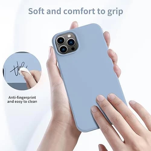 FUNMIKO Compatible with iPhone 15 Pro Max Case with Screen Protector | Silky Soft Silicone, Light Blue thumbnail 2