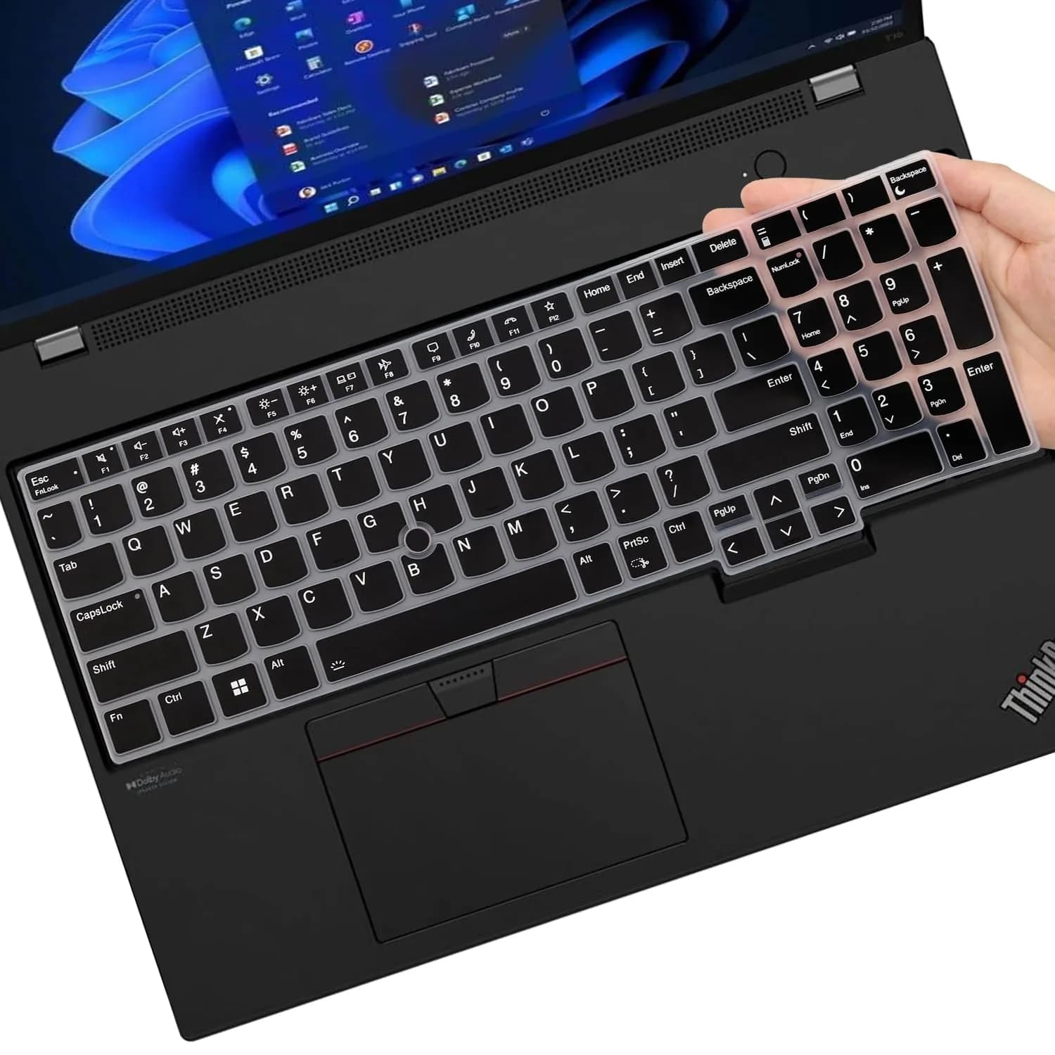 MUBUY-GOL Black Silicone Keyboard Cover for Lenovo ThinkPad E16, T16, P16, P16v, P16s, L15 (15.6"-16") | US Layout - main product image