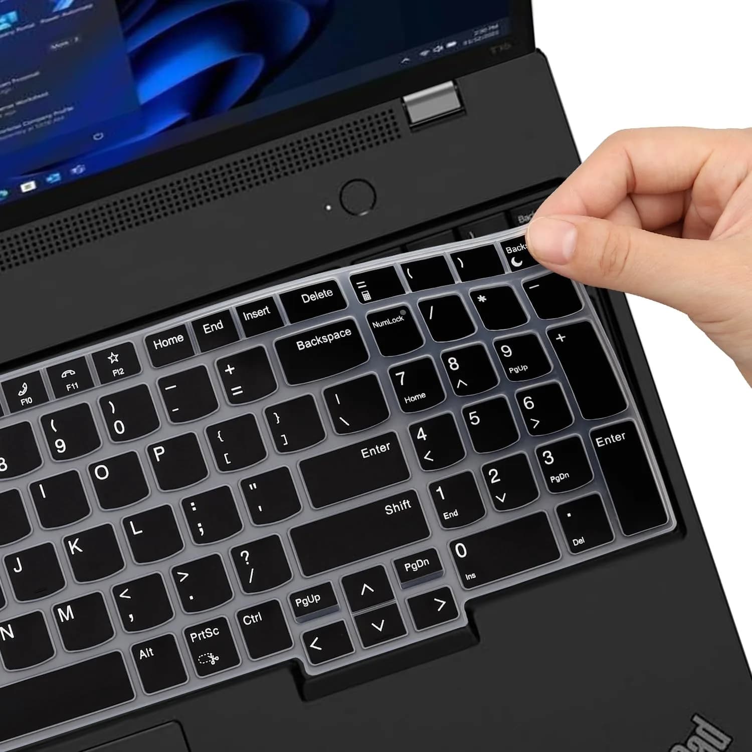 MUBUY-GOL Black Silicone Keyboard Cover for Lenovo ThinkPad E16, T16, P16, P16v, P16s, L15 (15.6"-16") | US Layout - view 5
