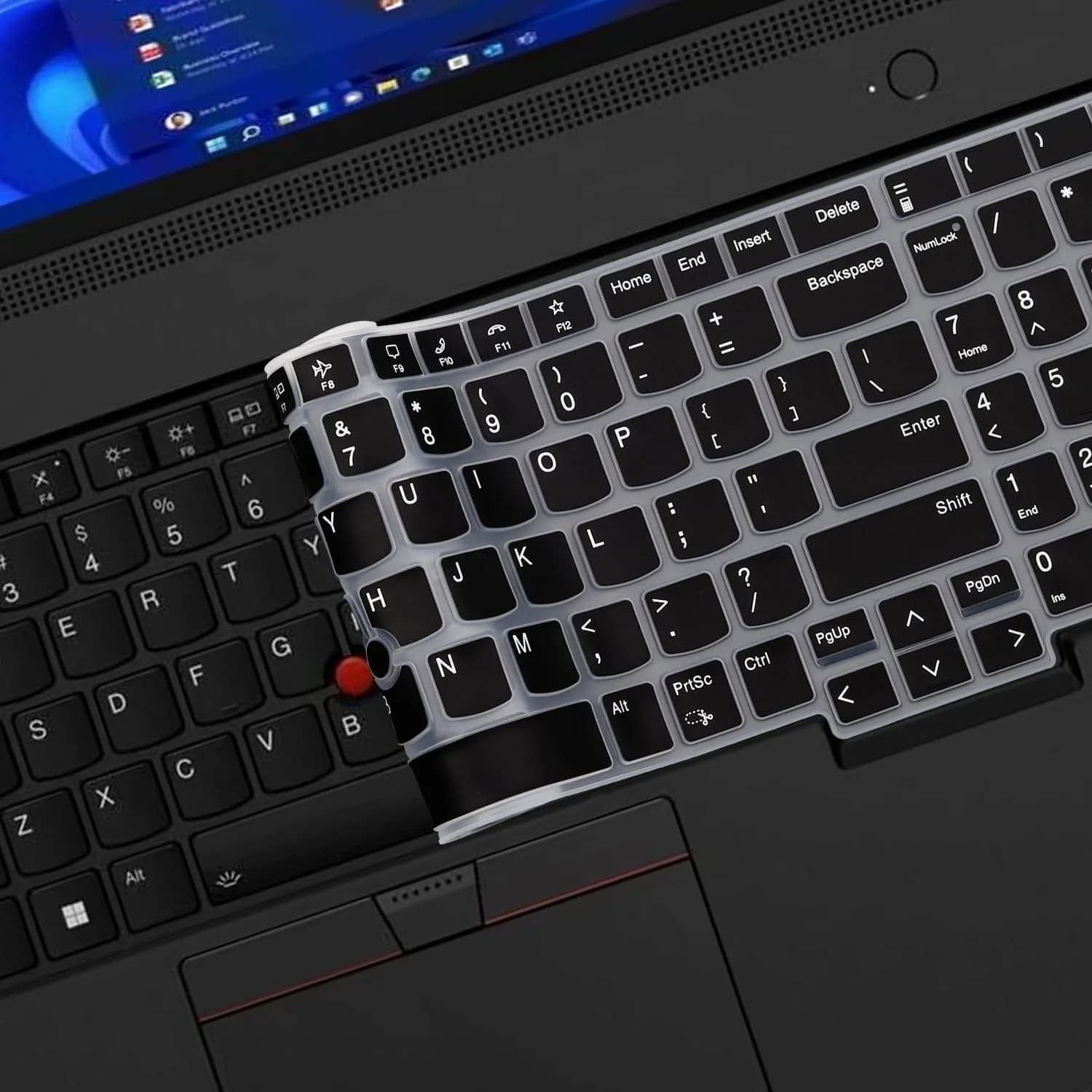 MUBUY-GOL Black Silicone Keyboard Cover for Lenovo ThinkPad E16, T16, P16, P16v, P16s, L15 (15.6"-16") | US Layout - view 6