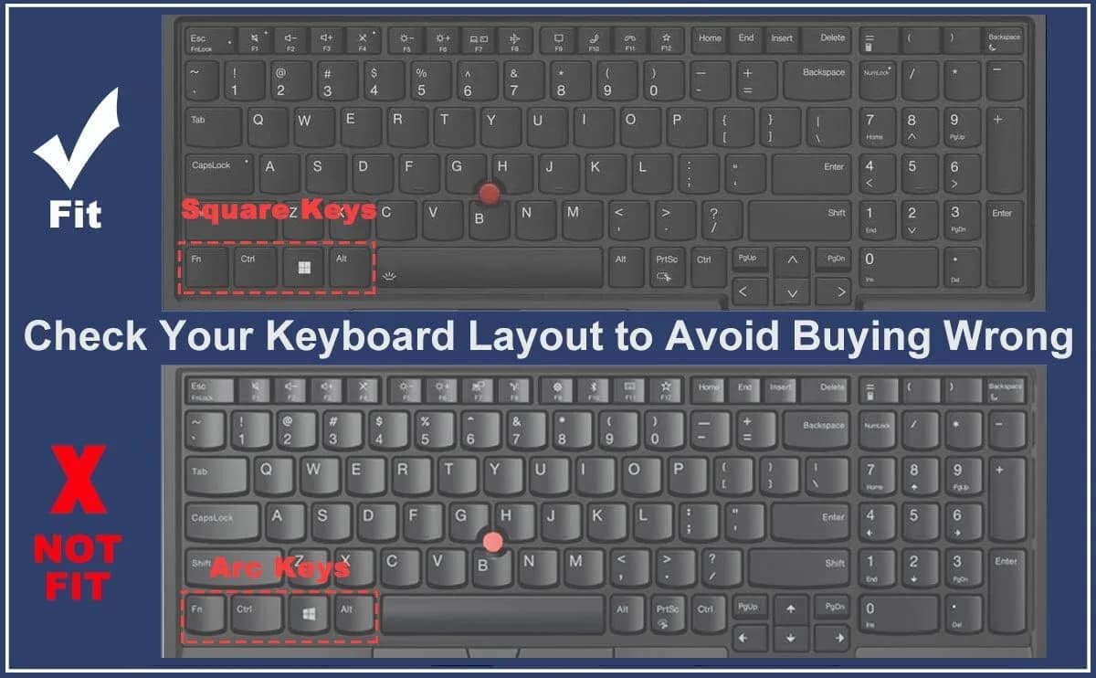 MUBUY-GOL Black Silicone Keyboard Cover for Lenovo ThinkPad E16, T16, P16, P16v, P16s, L15 (15.6"-16") | US Layout - view 2