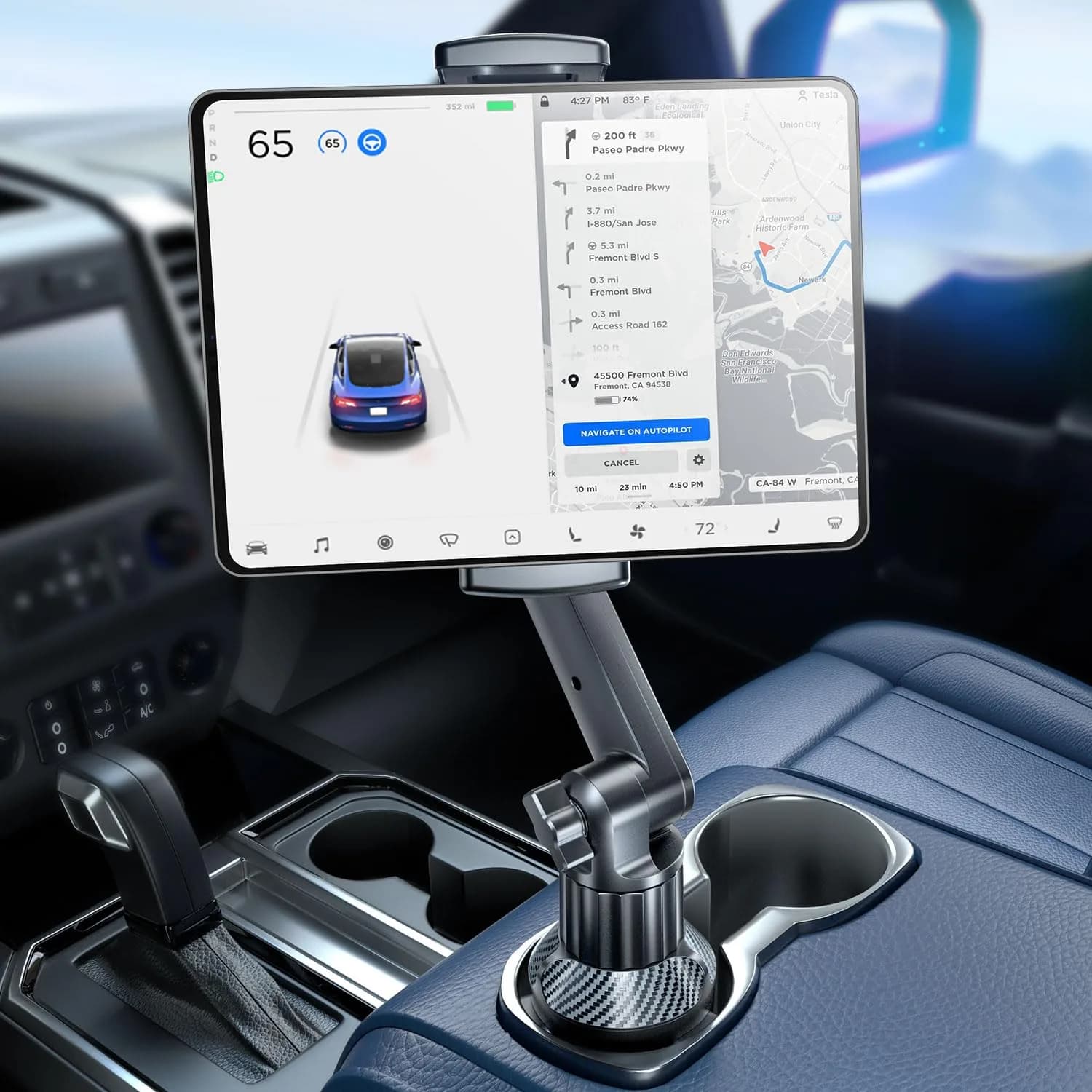 eSamcore Car Cup Holder Tablet Mount 47cm (15" Height) | Stable & Durable for 6"-12.9" Devices — iPad Holder for Car