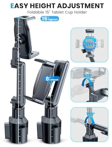 eSamcore Car Cup Holder Tablet Mount 47cm (15" Height) | Stable & Durable for 6"-12.9" Devices thumbnail 4