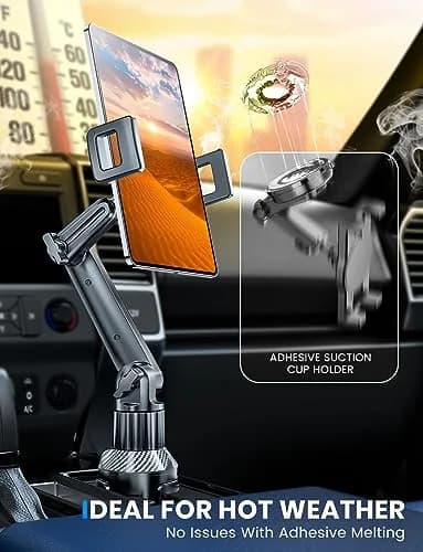 eSamcore Car Cup Holder Tablet Mount 47cm (15" Height) | Stable & Durable for 6"-12.9" Devices thumbnail 6