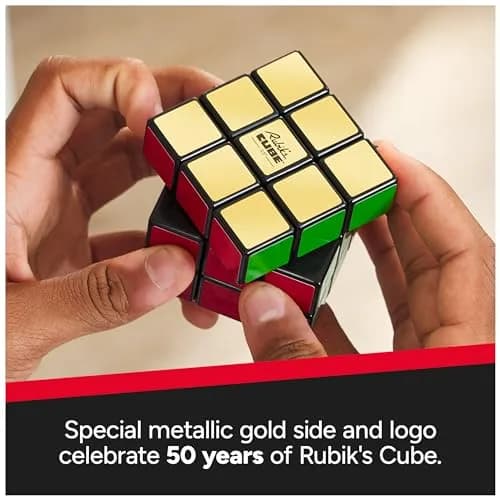 Rubik's Cube 50th Anniversary Retro Puzzle Cube & Brain Teaser Fidget Toy | Classic 3x3 Vintage Design, Collectible & Brain-Boosting thumbnail 4