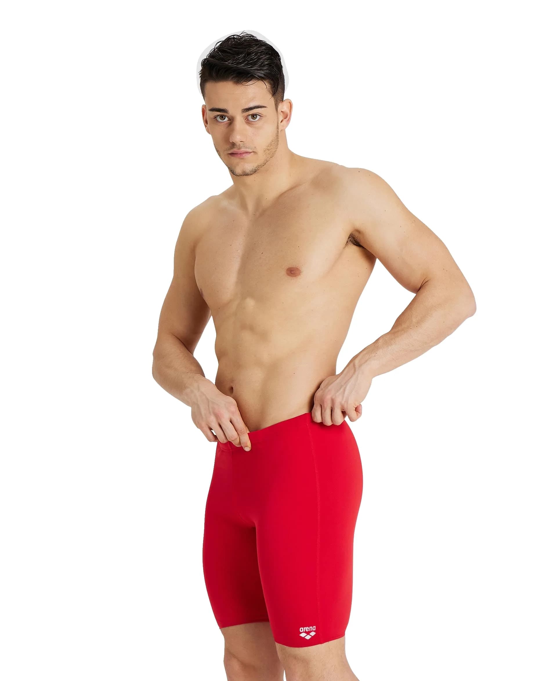 ARENA Feel Men's Dynamo Swim Jammer Knee-Length Swimwear Red US Size 20 | Chlorine-Resistant, Quick-Drying, Supportive Fit