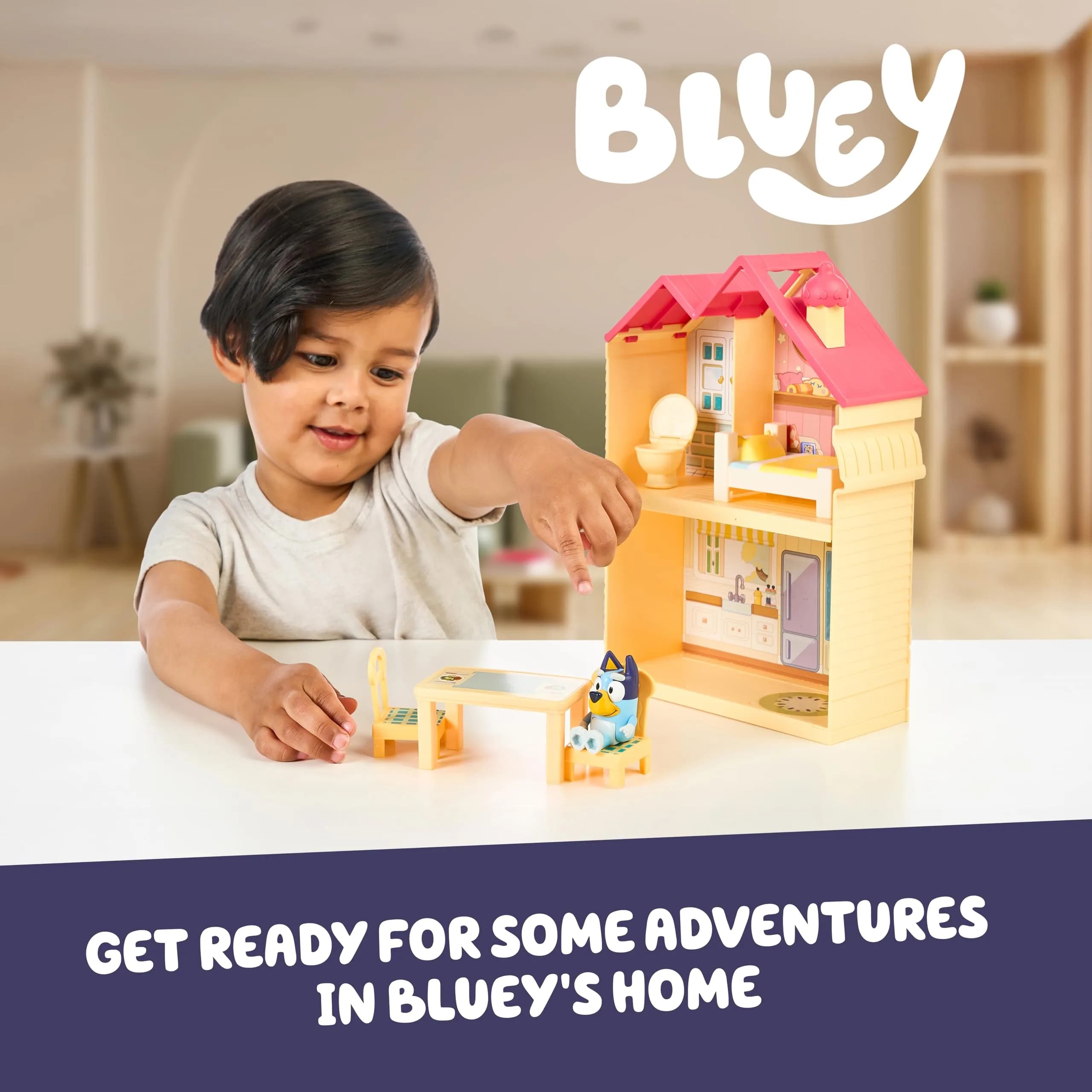 Bluey Mini House Playset with 2.5" Figure & 5 Accessories, 3 Room Play House Toys with Carry Handle, Compact Travel Toy (0.45 kg) - view 2