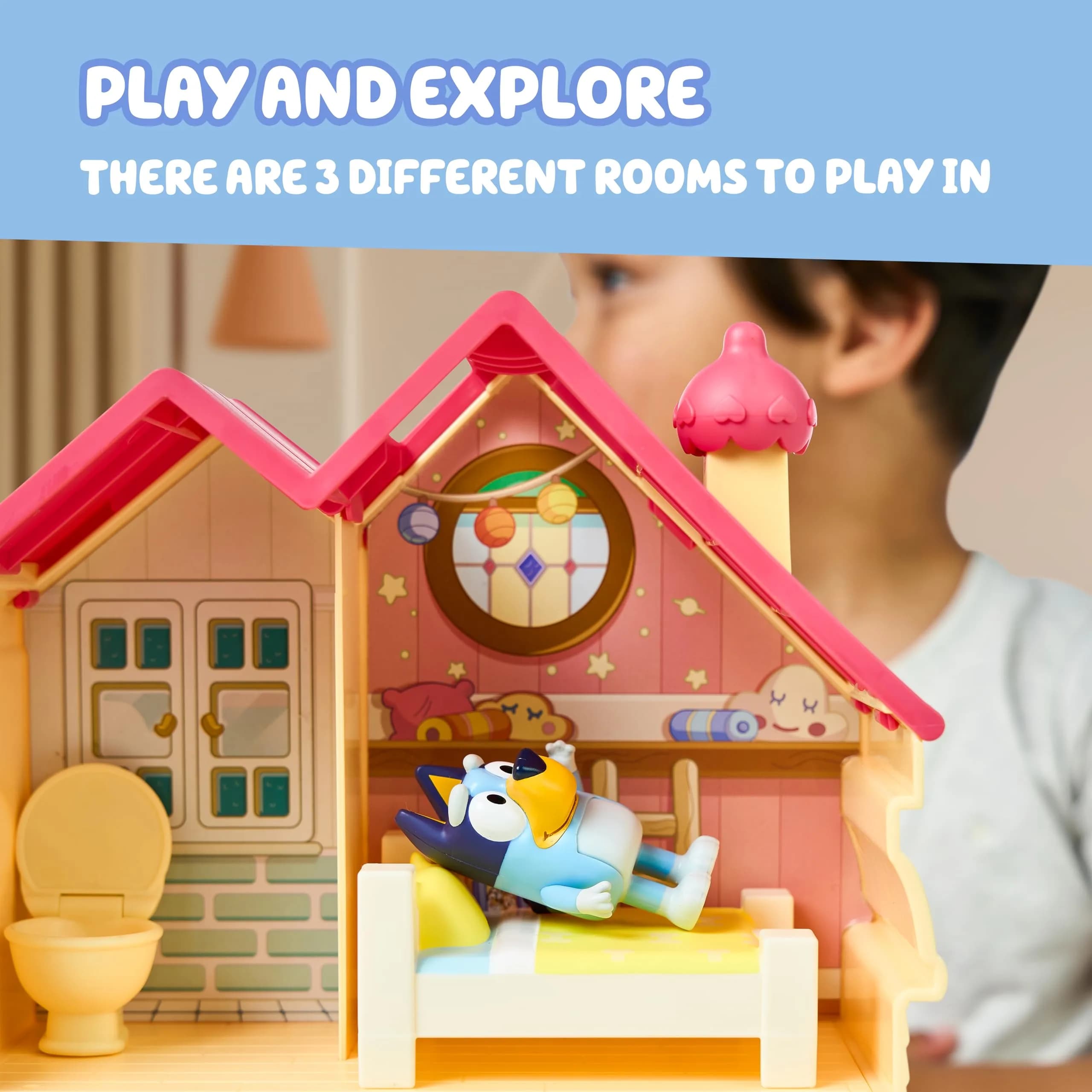 Bluey Mini House Playset with 2.5" Figure & 5 Accessories, 3 Room Play House Toys with Carry Handle, Compact Travel Toy (0.45 kg) - view 4