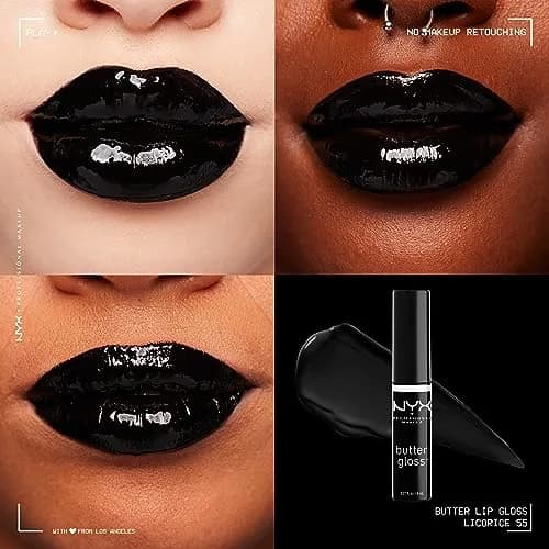 NYX PROFESSIONAL MAKEUP Butter Gloss Lip Gloss, Licorice (Black) 8ml (0.27 Fl Oz) | Sheer to Medium Coverage - view 3