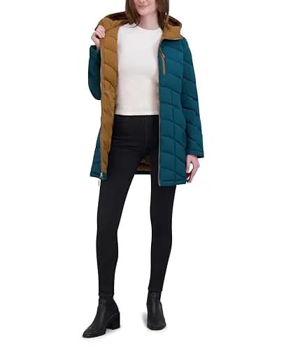 HFX Women's Longline Stretch Puffer Coat, Pine, XL | Water-Resistant, Active & Warm thumbnail 5