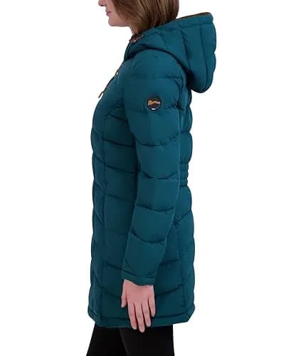 HFX Women's Longline Stretch Puffer Coat, Pine, XL | Water-Resistant, Active & Warm thumbnail 3