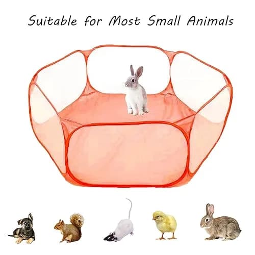 Sheldamy Small Animals Playpen 47'' x 24'' x 15'' | Portable Pop-up Pet Tent for Rabbits & Guinea Pigs thumbnail 3