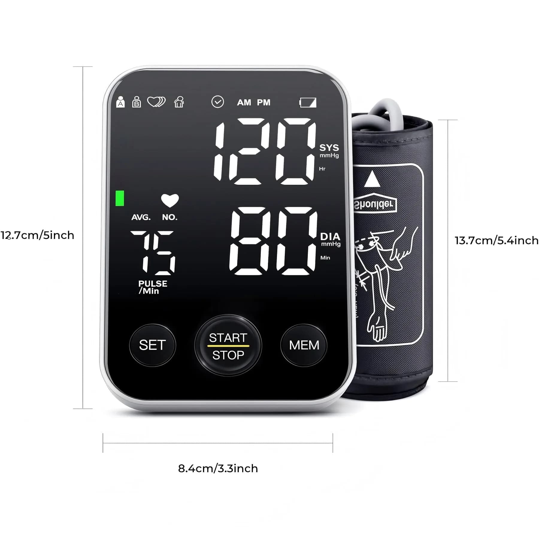 Oklar FDA Cleared Automatic Arm Blood Pressure Monitor | 22-40 cm Cuff, 2x120 Readings, Type-C & Battery Powered - view 8