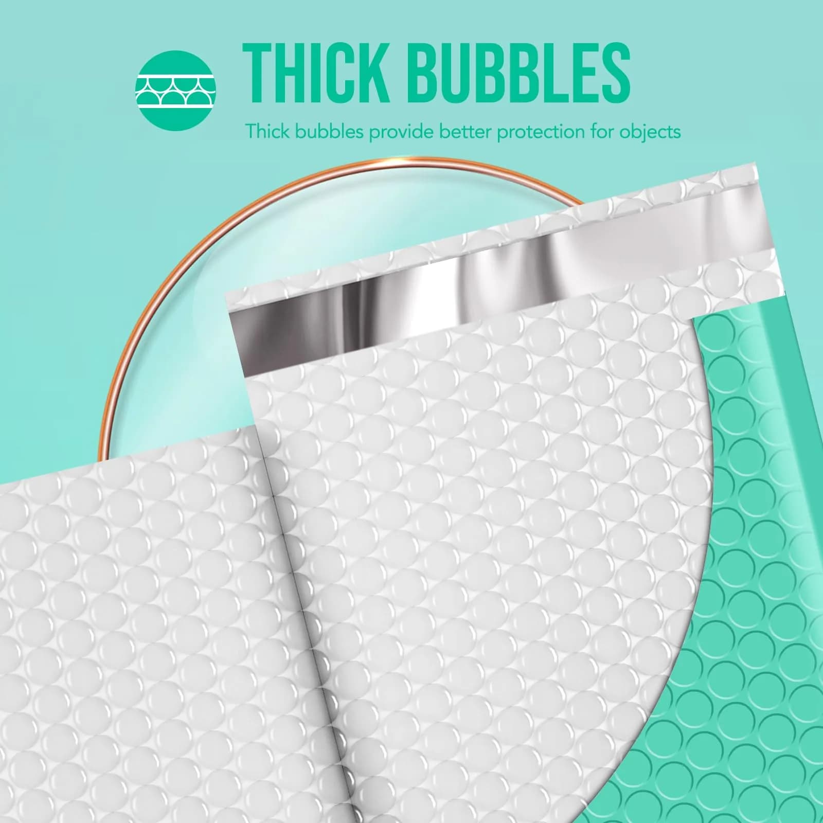 Fuxury Teal Bubble Mailers 8.5x12 Inch (40 Pack) | USA Import for Small Business Packaging - view 3