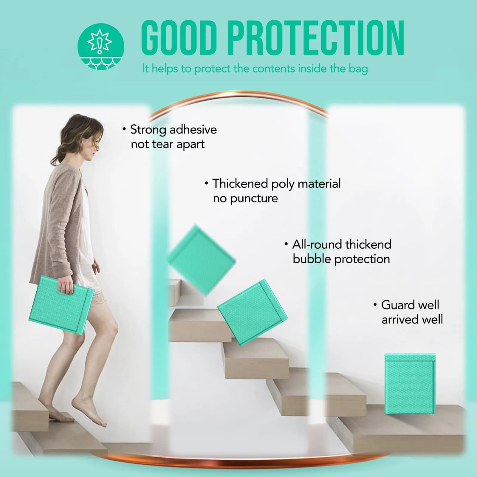 Fuxury Teal Bubble Mailers 8.5x12 Inch (40 Pack) | USA Import for Small Business Packaging - view 6