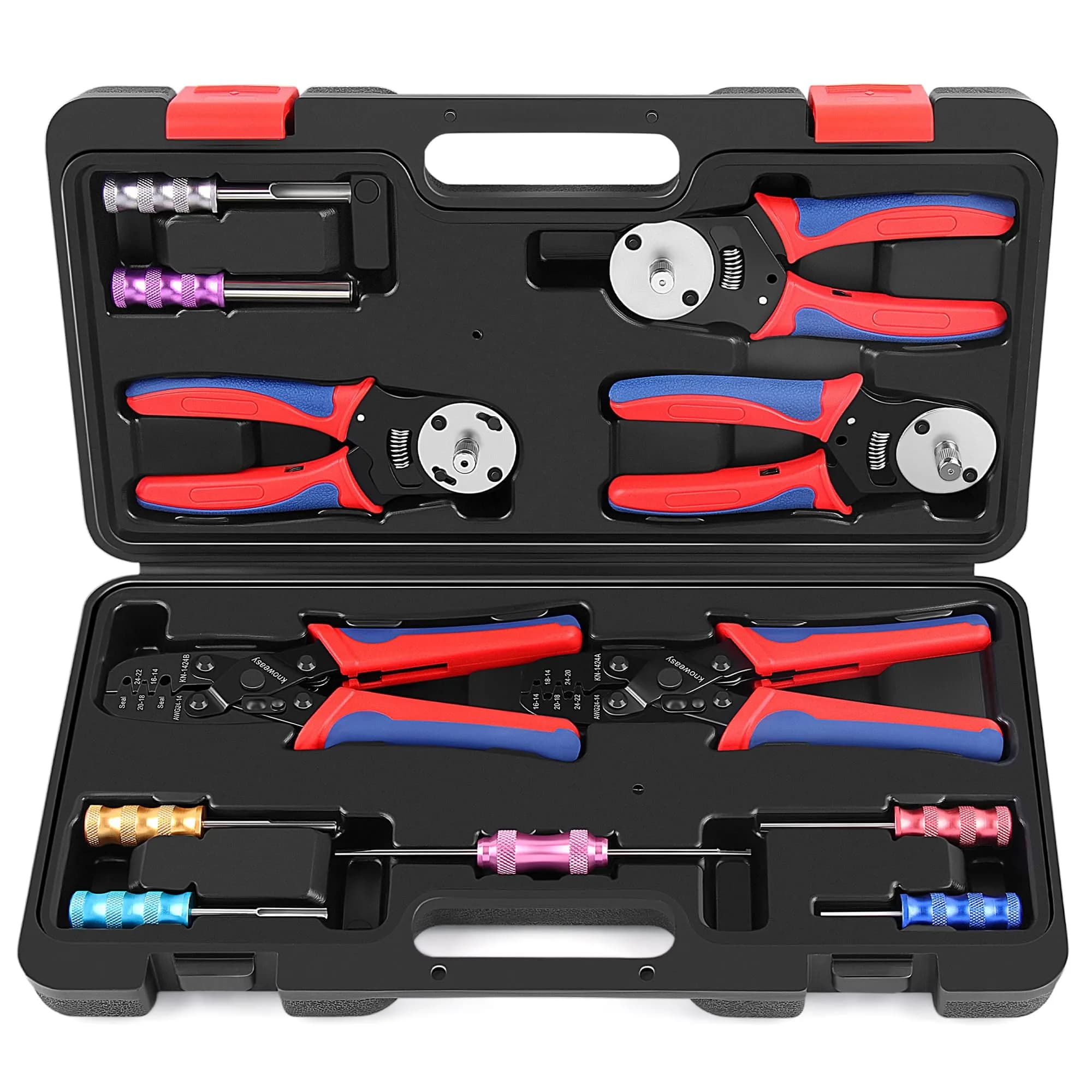 Knoweasy Deutsch Crimper Kits for Deutsch DT Connectors: Close & Open Barrel, Weather Pack, Removal Tools | 12PCS