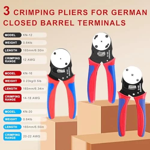 Knoweasy Deutsch Crimper Kits for Deutsch DT Connectors: Close & Open Barrel, Weather Pack, Removal Tools | 12PCS thumbnail 2