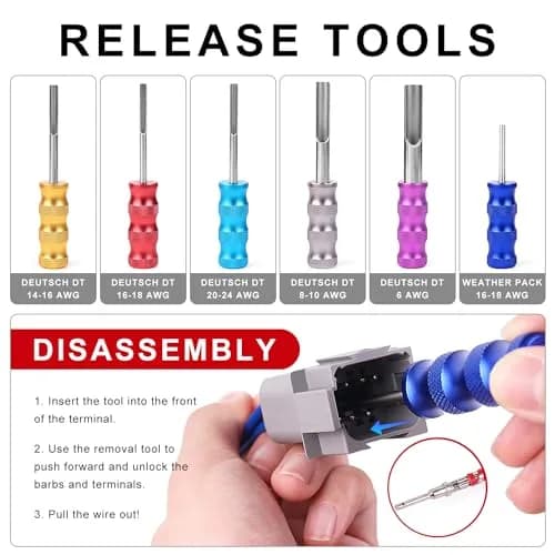 Knoweasy Deutsch Crimper Kits for Deutsch DT Connectors: Close & Open Barrel, Weather Pack, Removal Tools | 12PCS thumbnail 4