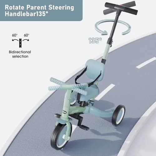 newyoo TR007 5-in-1 Toddler Tricycle & Balance Bike Green | ASTM & EN188 Approved thumbnail 4