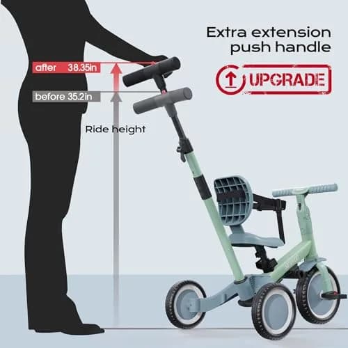 newyoo TR007 5-in-1 Toddler Tricycle & Balance Bike Green | ASTM & EN188 Approved thumbnail 6