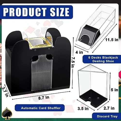 Aoriher Blackjack Game Combo Set | 6 Deck Automatic Shuffler Felt Table for Casino & Family Fun thumbnail 2