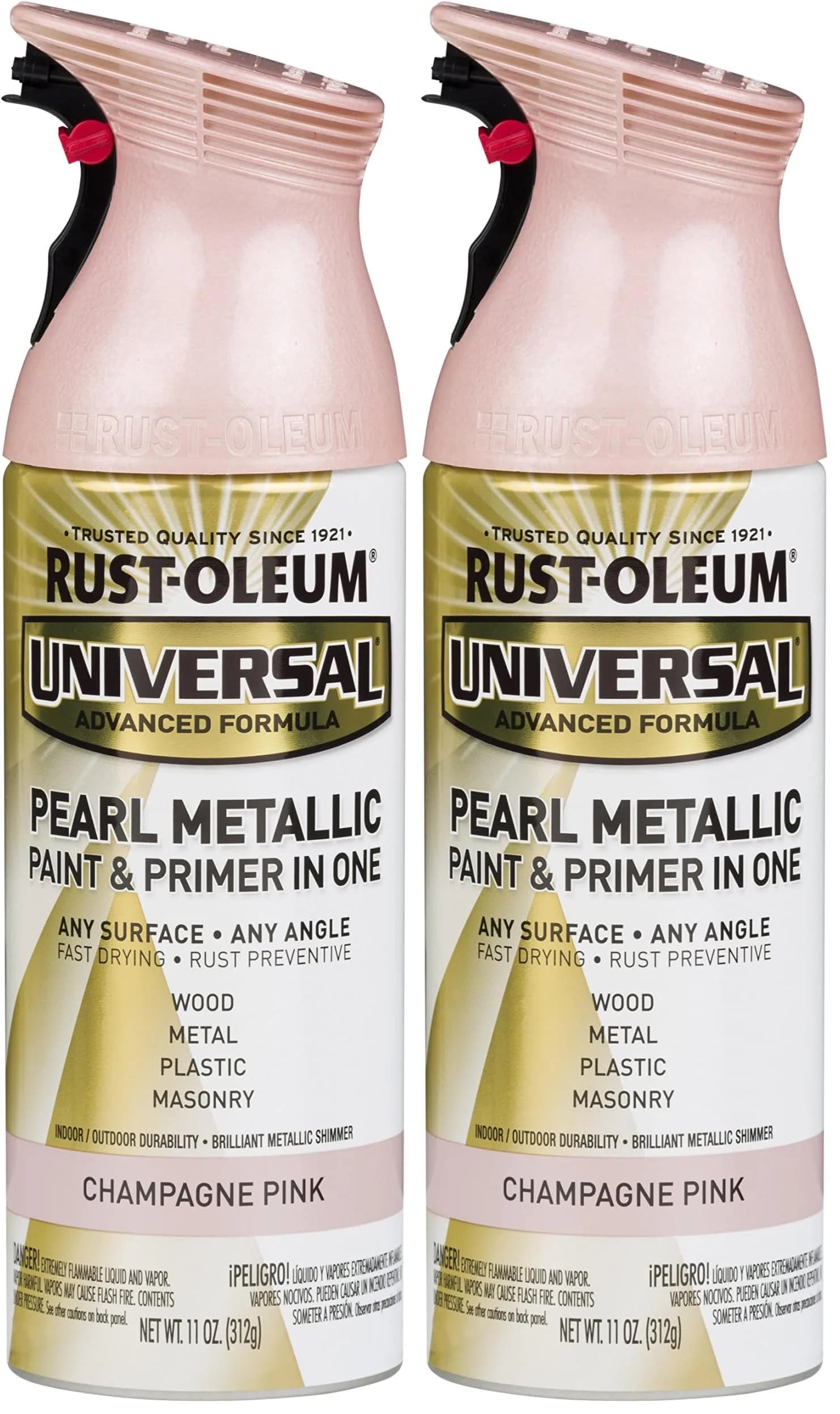 Rust-Oleum Champagne Pink Metallic All Surface Clear Topcoat Spray Paint, 11 oz (Pack of 2) - main product image