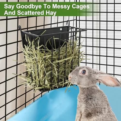 LUAVIARU Metal Hay Feeder Rack for Rabbits & Guinea Pigs, 2-Pack Black | Less Wasted Hay & Easy Clean thumbnail 4