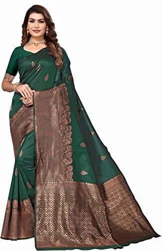 Avantika Fashion Kanjivaram Soft Semi Silk Banarasi Saree with Blouse Piece, 5.3m Length | Green Color thumbnail 1