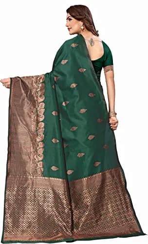 Avantika Fashion Kanjivaram Soft Semi Silk Banarasi Saree with Blouse Piece, 5.3m Length | Green Color thumbnail 2