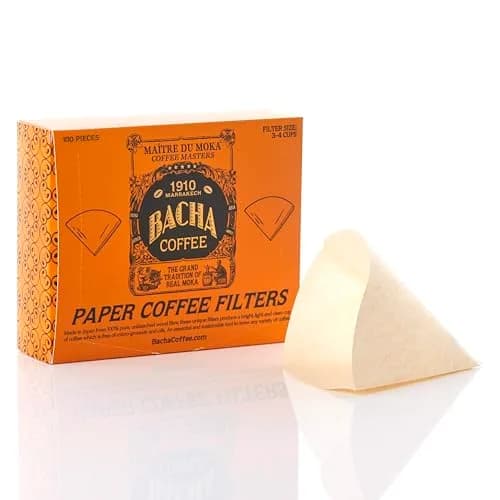 Bacha Coffee Paper Coffee Filters - Large, 100 Count (3-4 Cups) | Made in Japan, Unbleached Wood Fibre thumbnail 1