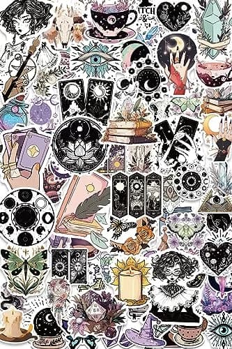 H&G MASTER Witchy Stickers for Kindles & Water Bottles 100PCS Waterproof Vinyl | Spooky Cute Celestial Decor thumbnail 1