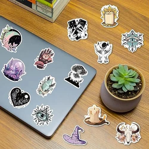 H&G MASTER Witchy Stickers for Kindles & Water Bottles 100PCS Waterproof Vinyl | Spooky Cute Celestial Decor thumbnail 2