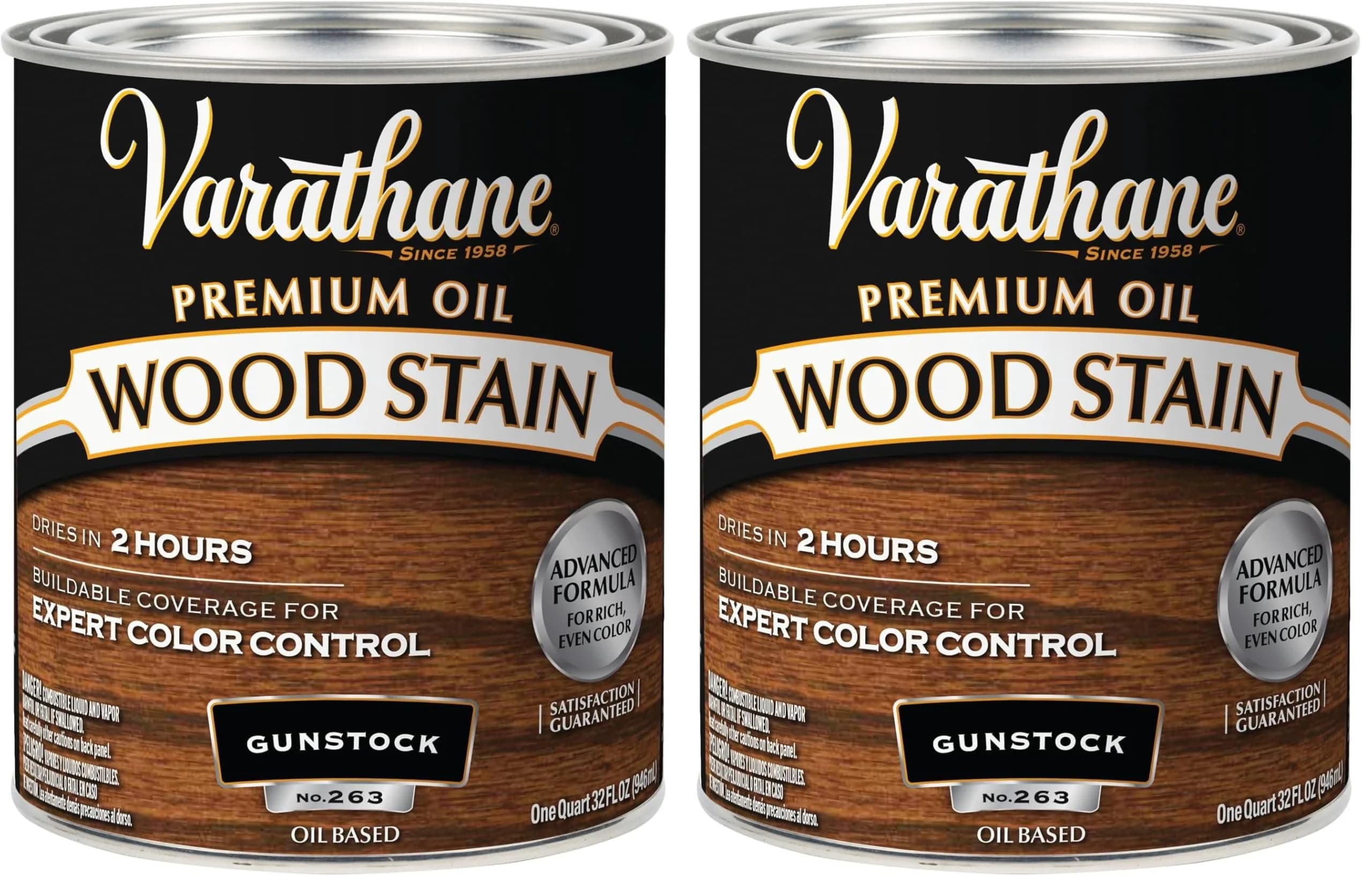 Varathane Gunstock Oil-Based Wood Stain 1 Quart (Pack of 2) | Rich Interior Wood Finish - main product image