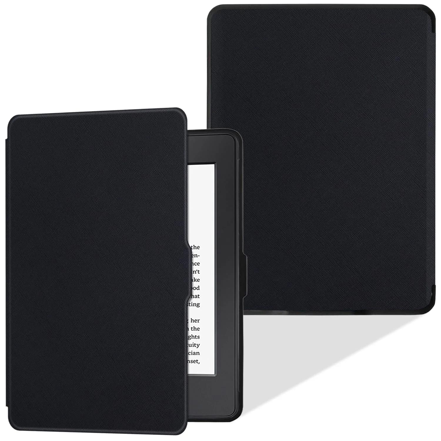 LaoShuSheng Slim Case for Kindle Paperwhite 5th/6th/7th Gen | Auto Sleep/Wake, Lightweight PU Leather, Classic Black — Classic Black