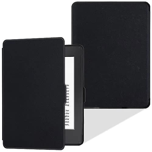 LaoShuSheng Slim Case for Kindle Paperwhite 5th/6th/7th Gen | Auto Sleep/Wake, Lightweight PU Leather, Classic Black thumbnail 1