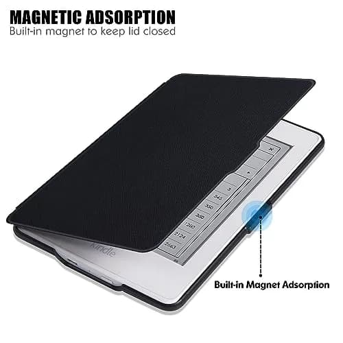 LaoShuSheng Slim Case for Kindle Paperwhite 5th/6th/7th Gen | Auto Sleep/Wake, Lightweight PU Leather, Classic Black thumbnail 6