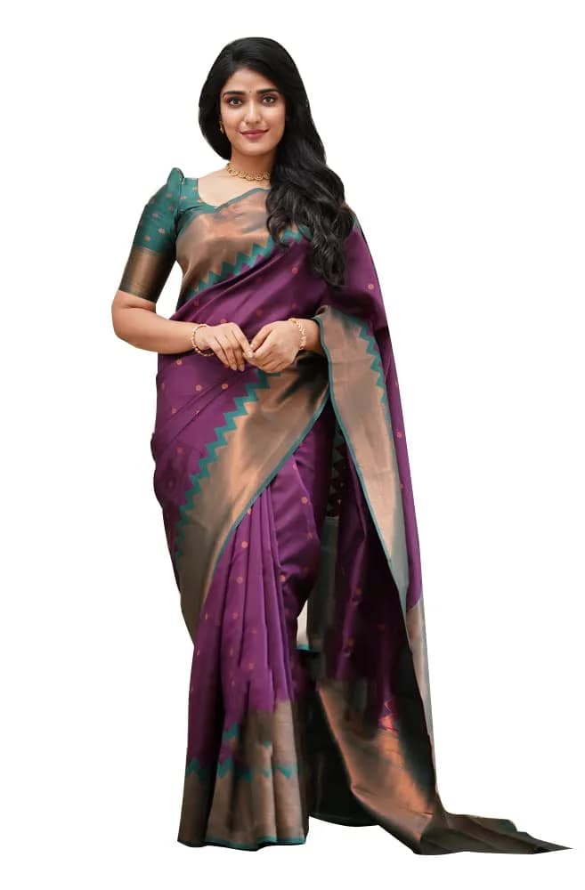 Avantika Fashion Women's Soft Silk Saree with Blouse Piece | Kanjivaram, Free Size, Elegant & Comfortable — Purplee
