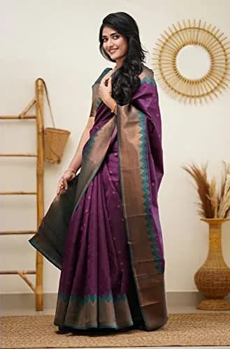 Avantika Fashion Women's Soft Silk Saree with Blouse Piece | Kanjivaram, Free Size, Elegant & Comfortable thumbnail 3