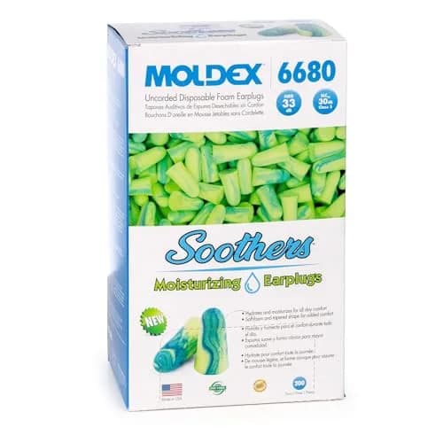 Soothers Moisturizing Foam Earplugs 200 Pair | Hydrating, Soft Fit, NRR 33dB, PVC-Free thumbnail 2