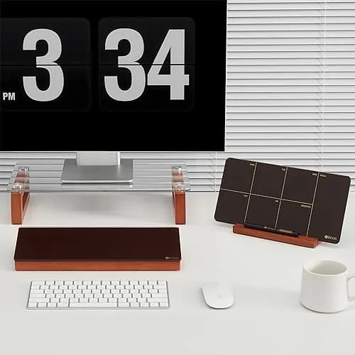 YEOUX Desktop Black Glass Dry Erase Board with Wood Organizers 14"W x 2.4"H | Elegant Office Whiteboard thumbnail 5