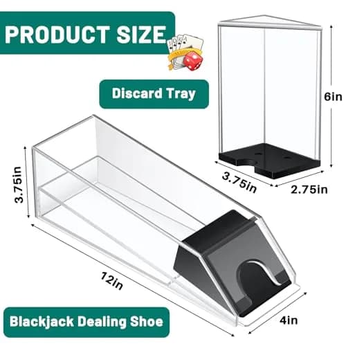 Honoson 8 Deck Blackjack Shoe and Discard Tray Set | Clear Acrylic Casino Game Accessories thumbnail 2